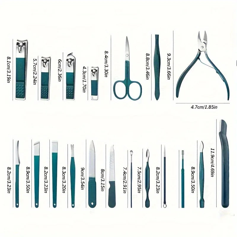 Professional Stainless Steel Nail Care Kit with Travel Case