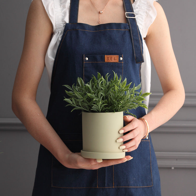 Nordic Industrial Ceramic Flowerpot – Colorful Succulent Planter with Tray