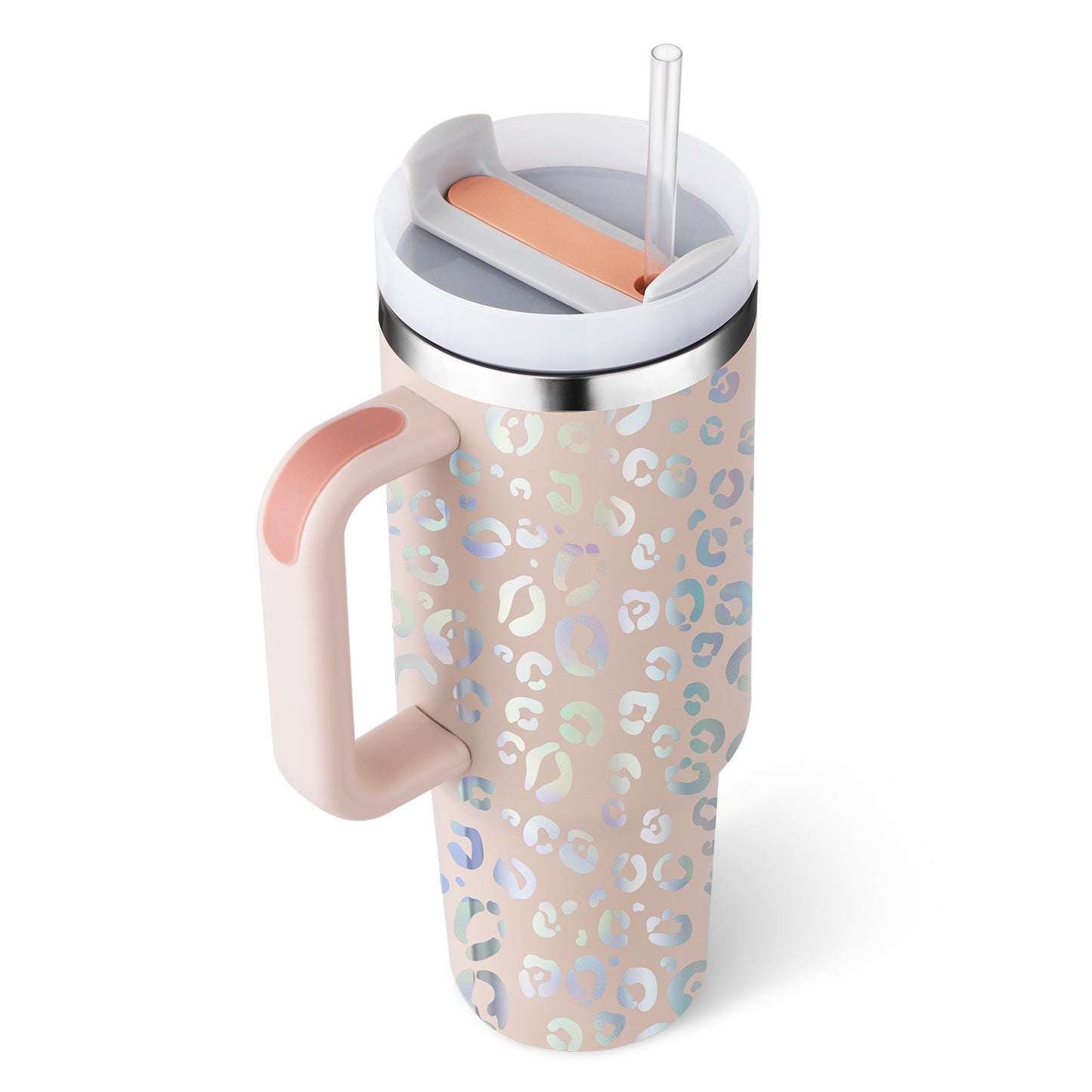 40 oz Insulated Tumbler with Handle and Straw