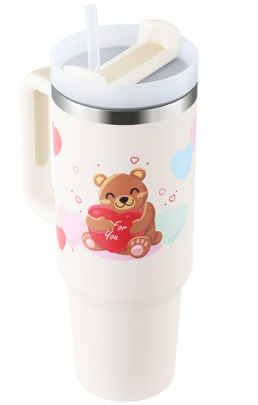 40 oz Insulated Tumbler with Handle and Straw