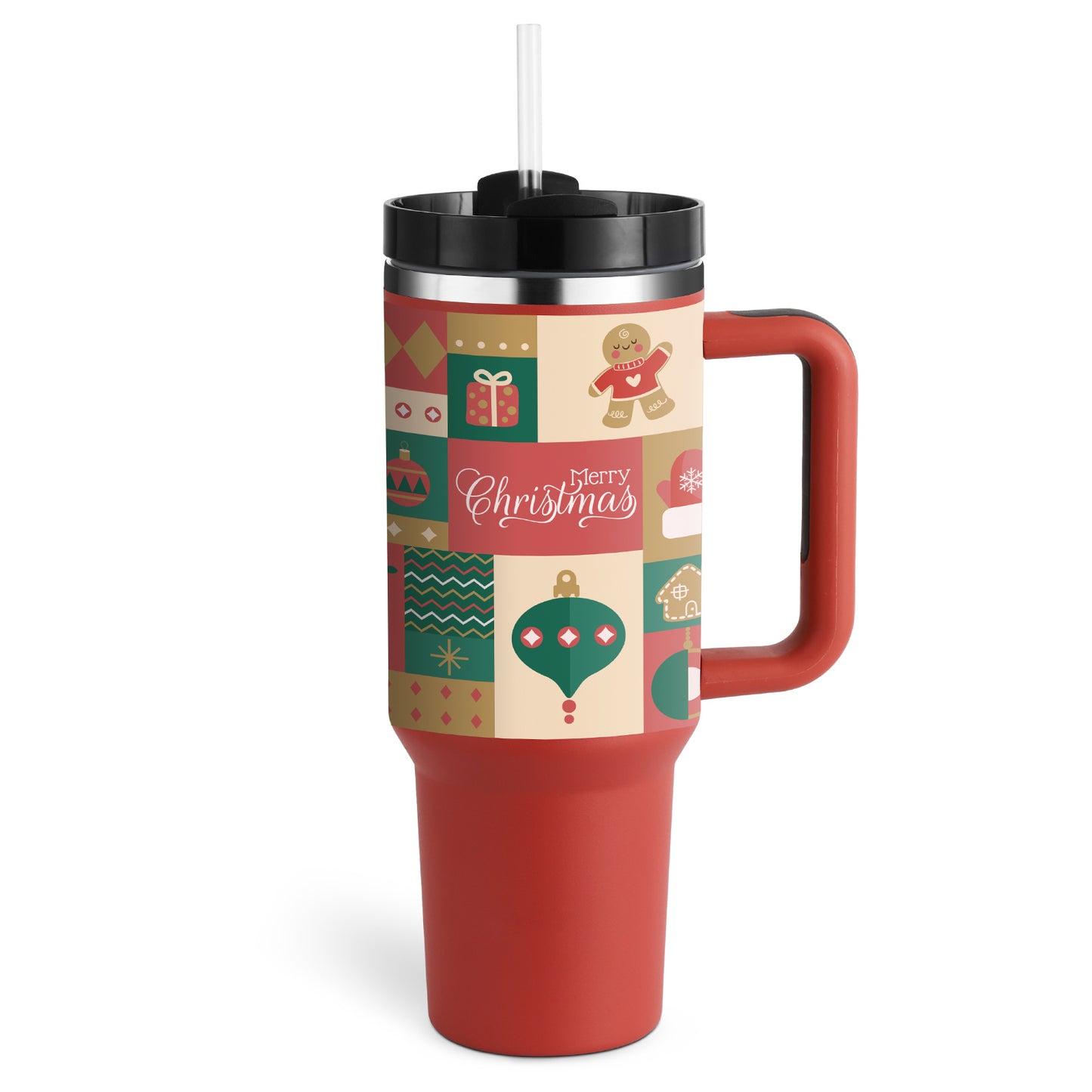 40 oz Insulated Tumbler with Handle and Straw