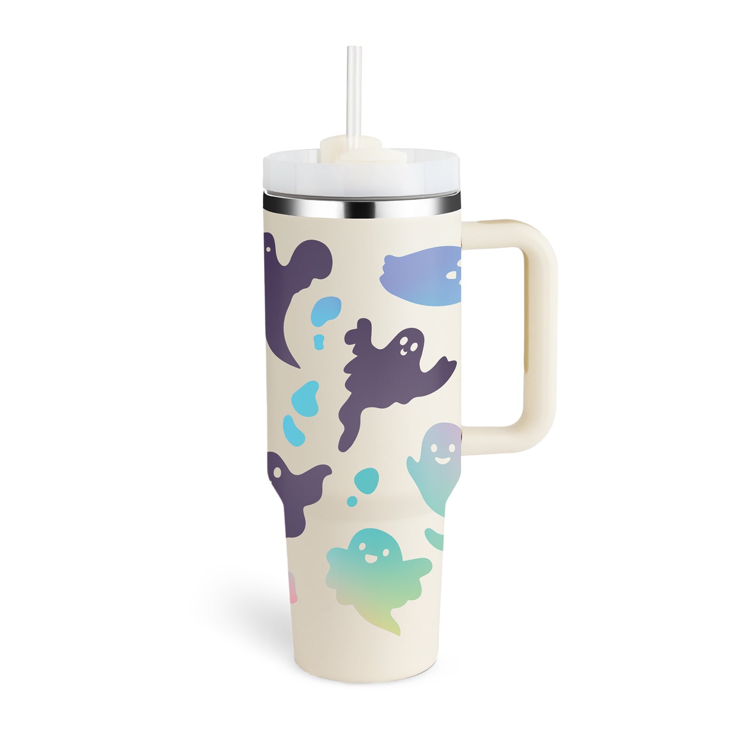 40 oz Insulated Tumbler with Handle and Straw