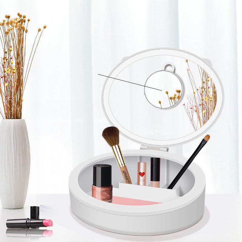 LED Makeup Mirror with Light – Desktop Storage Box