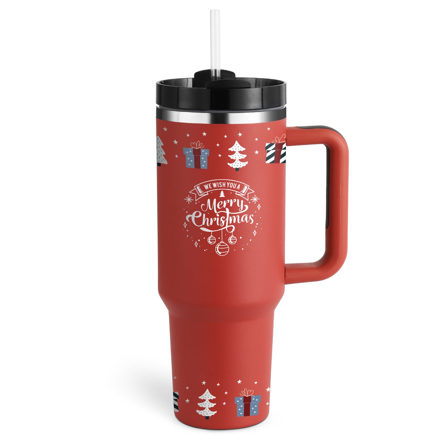 40 oz Insulated Tumbler with Handle and Straw