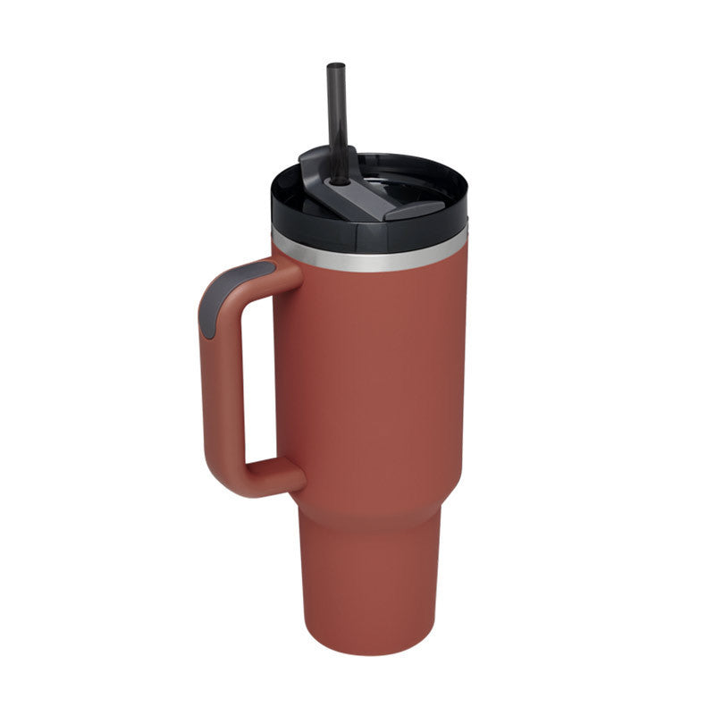 40 oz Insulated Tumbler with Handle and Straw