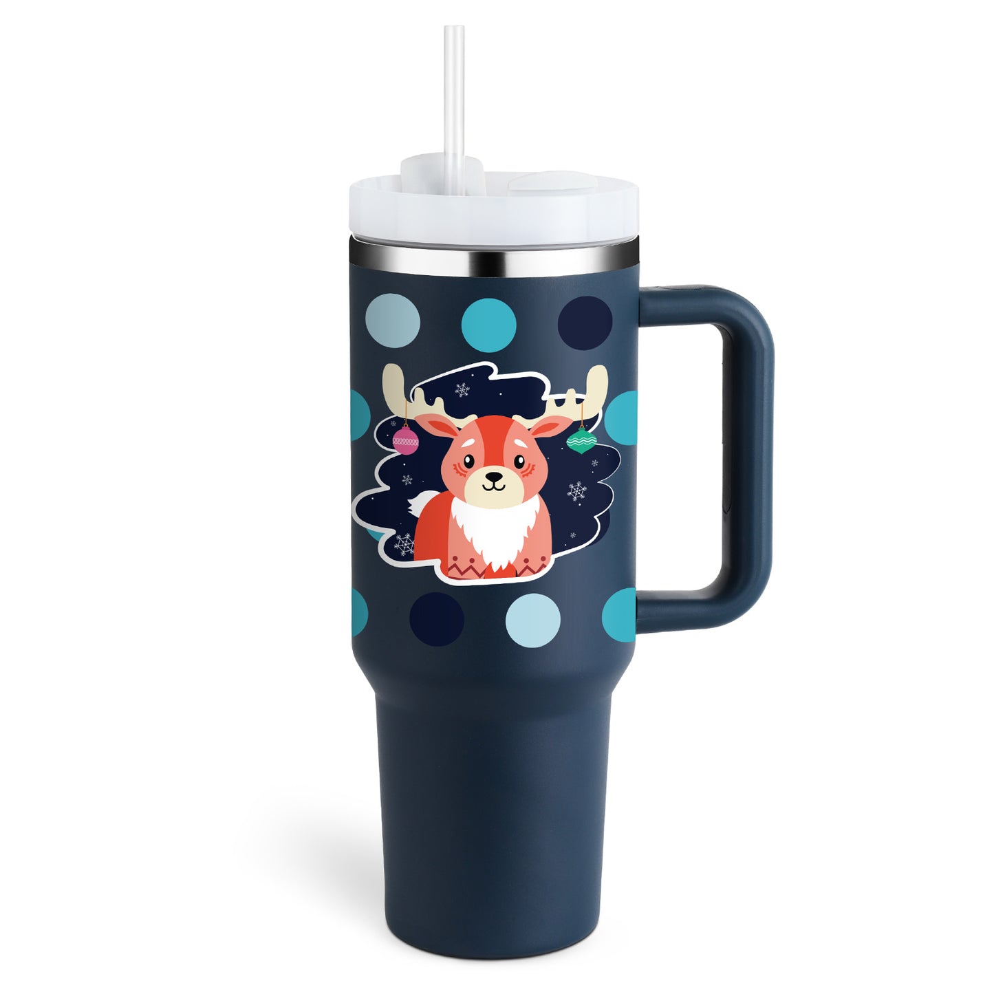 40 oz Insulated Tumbler with Handle and Straw