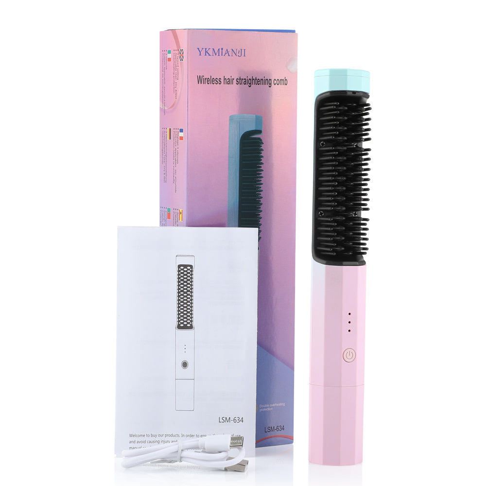 Rechargeable Wireless Hair Straightener & Curler – Dual-Purpose Portable