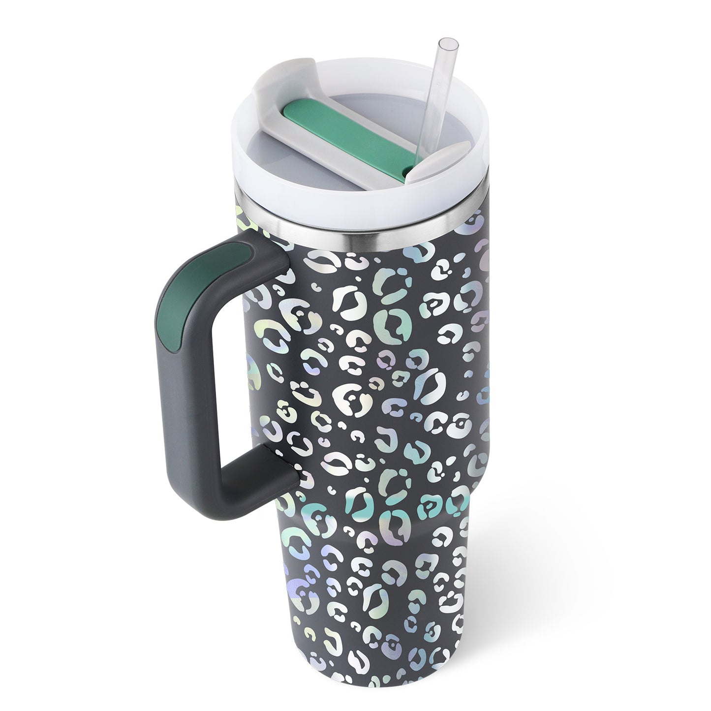 40 oz Insulated Tumbler with Handle and Straw