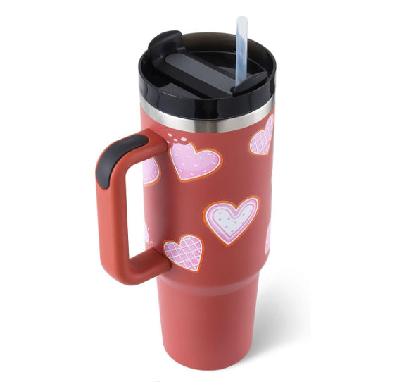 40 oz Insulated Tumbler with Handle and Straw