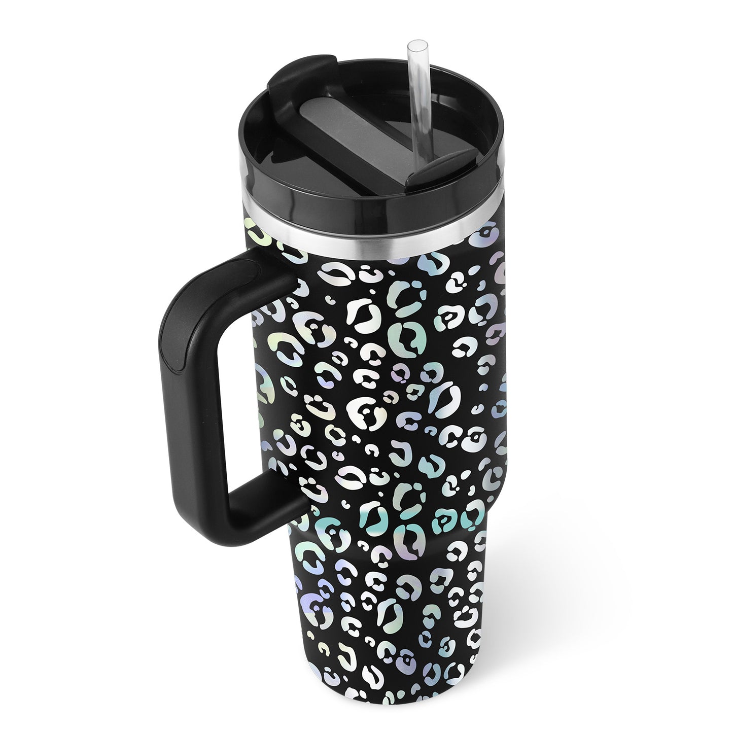 40 oz Insulated Tumbler with Handle and Straw