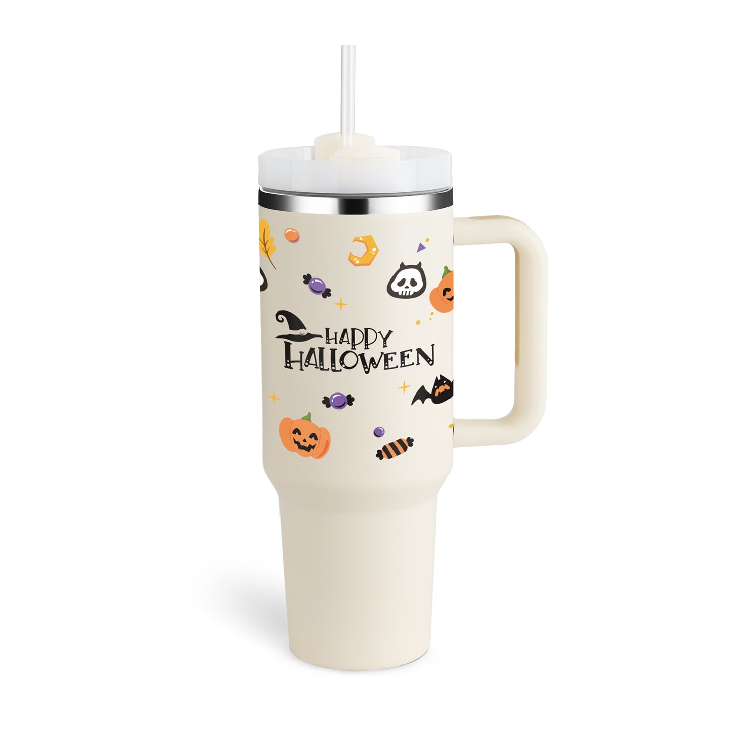 40 oz Insulated Tumbler with Handle and Straw