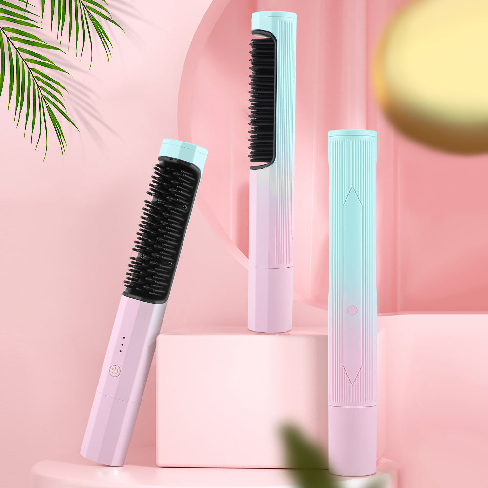 Rechargeable Wireless Hair Straightener & Curler – Dual-Purpose Portable