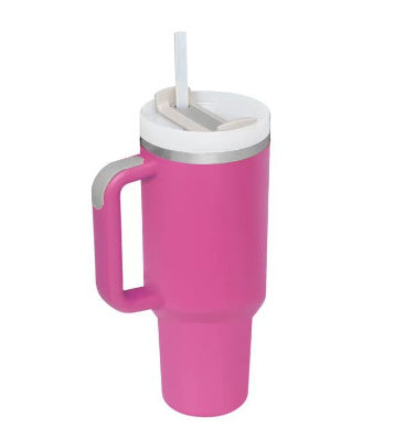 40 oz Insulated Tumbler with Handle and Straw