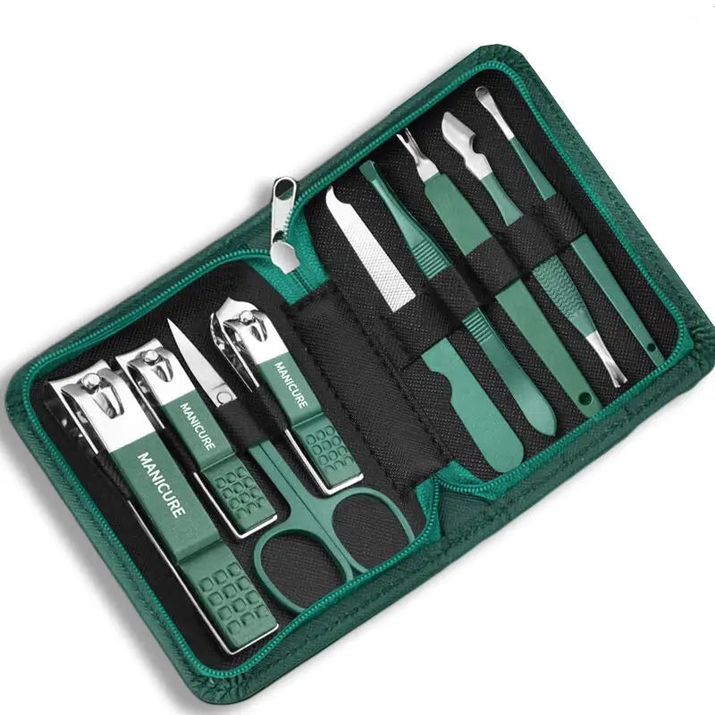 Professional Stainless Steel Nail Care Kit with Travel Case