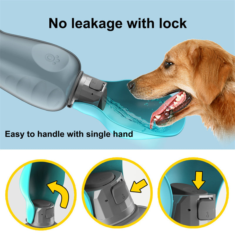 800ml Portable Leakproof Dog Water Bottle with Foldable Bowl