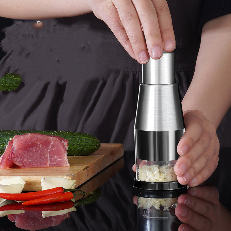 Garlic Crusher & Onion Chopper Manual Vegetable Squeezer Kitchen Gadget