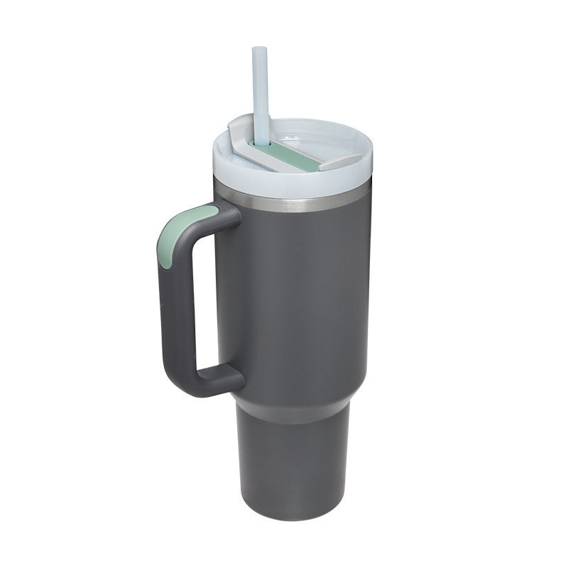 40 oz Insulated Tumbler with Handle and Straw