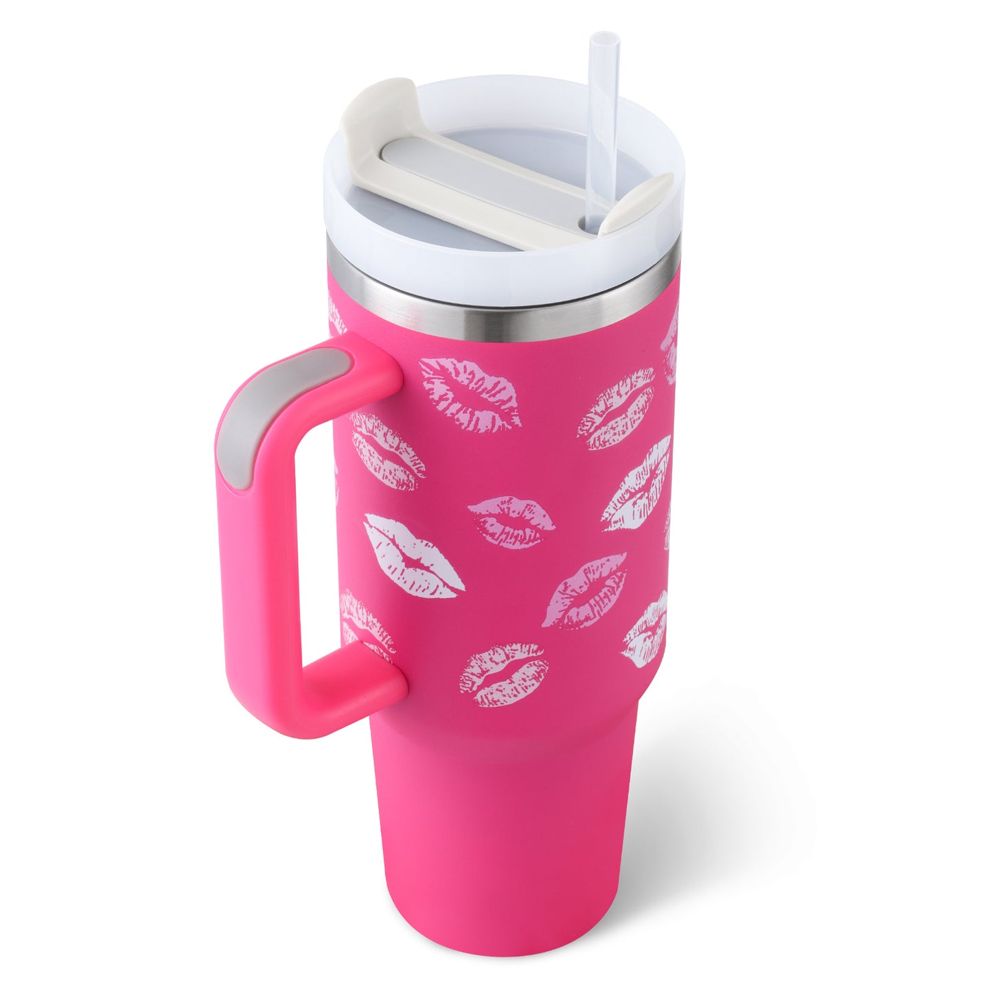 40 oz Insulated Tumbler with Handle and Straw