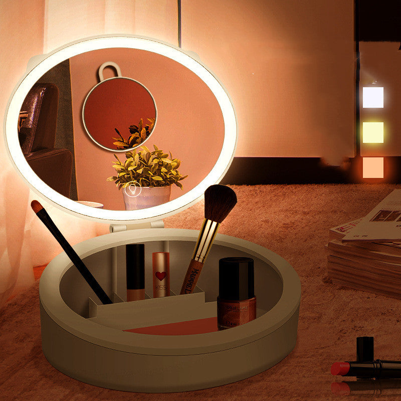 LED Makeup Mirror with Light – Desktop Storage Box