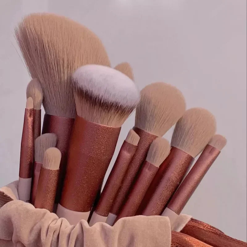 13-Piece Soft Makeup Brush Set with Storage Bag