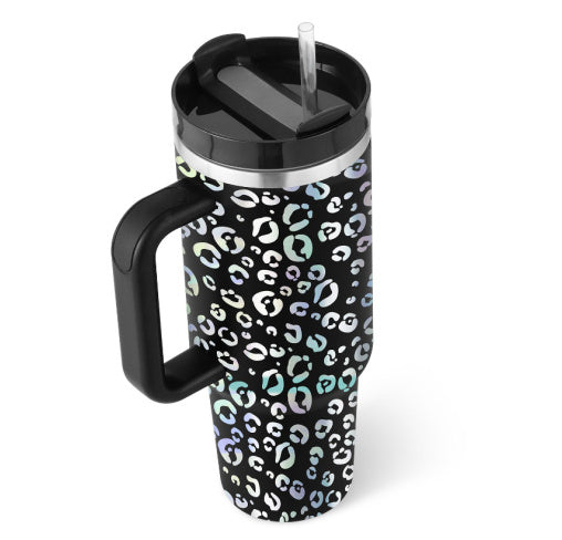 40 oz Insulated Tumbler with Handle and Straw