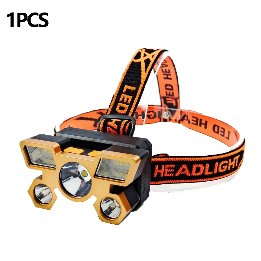 Outdoor 5LED USB Rechargeable Headset Flashlight