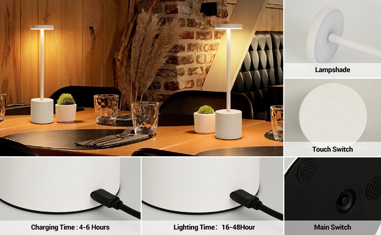 Rechargeable Touch LED Table Lamp – Wireless Night Light