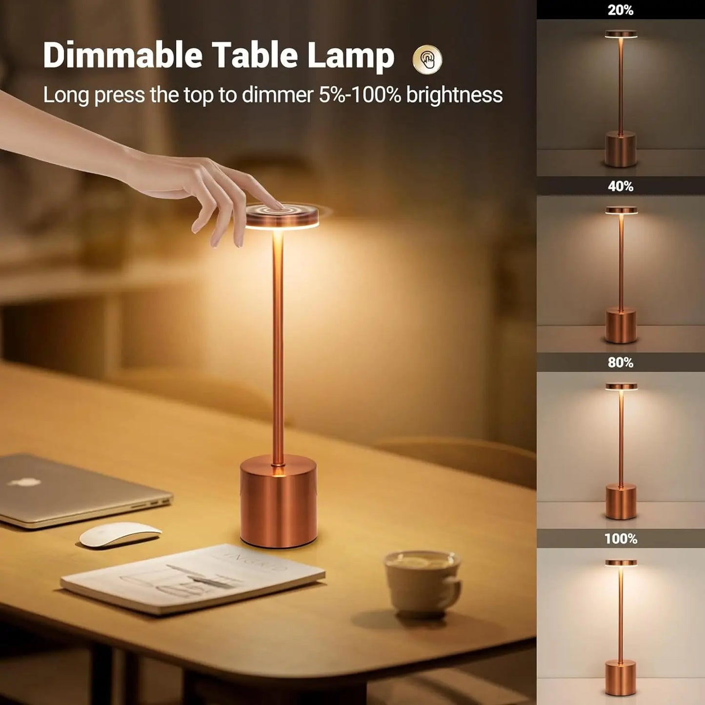 LED Touch Sensor Rechargeable Desk Lamp for Bedroom/Hotel