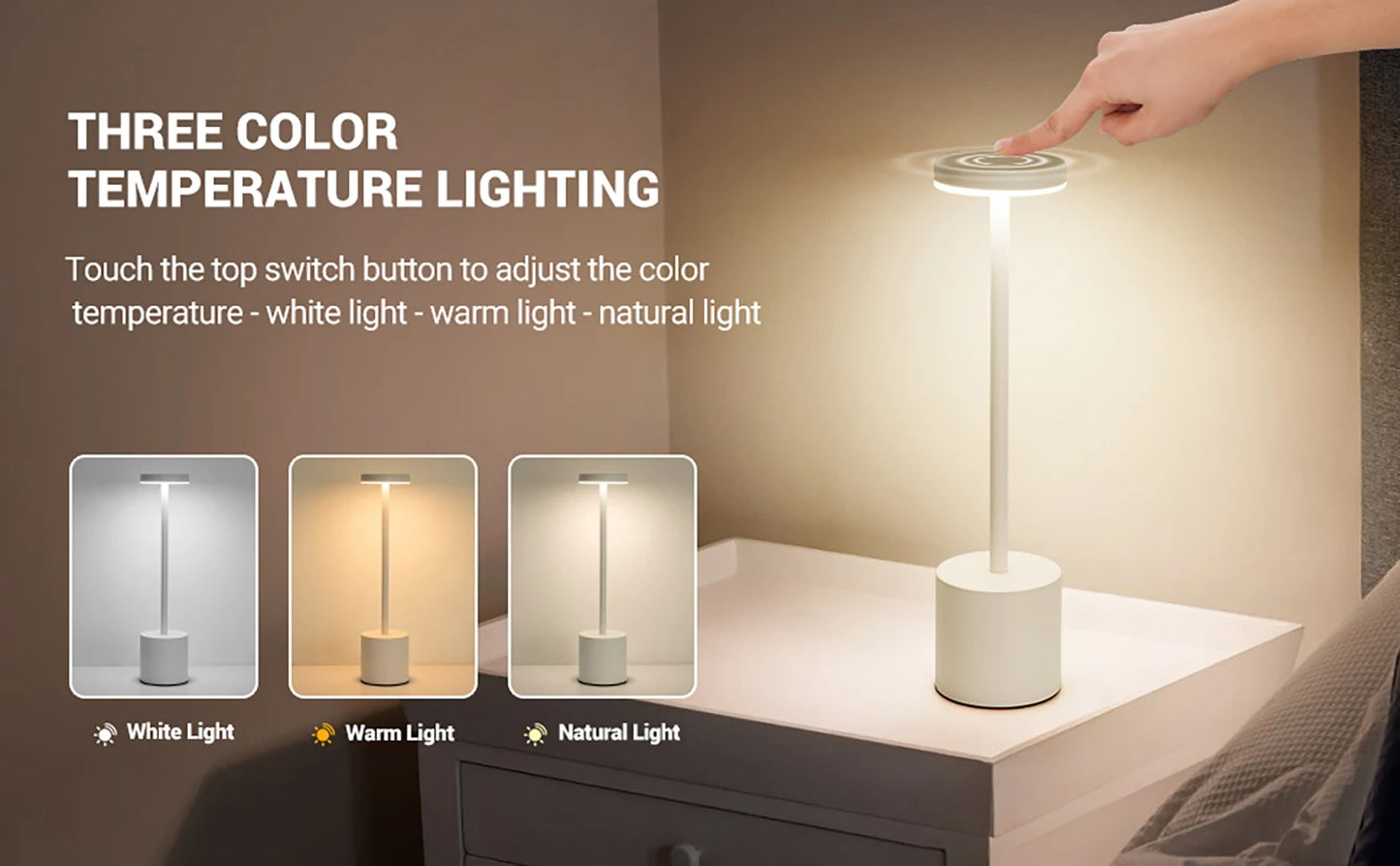 Rechargeable Touch LED Table Lamp – Wireless Night Light