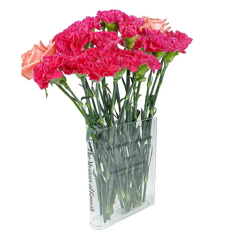 Clear Acrylic Book Vase – Modern Decorative Flower Holder