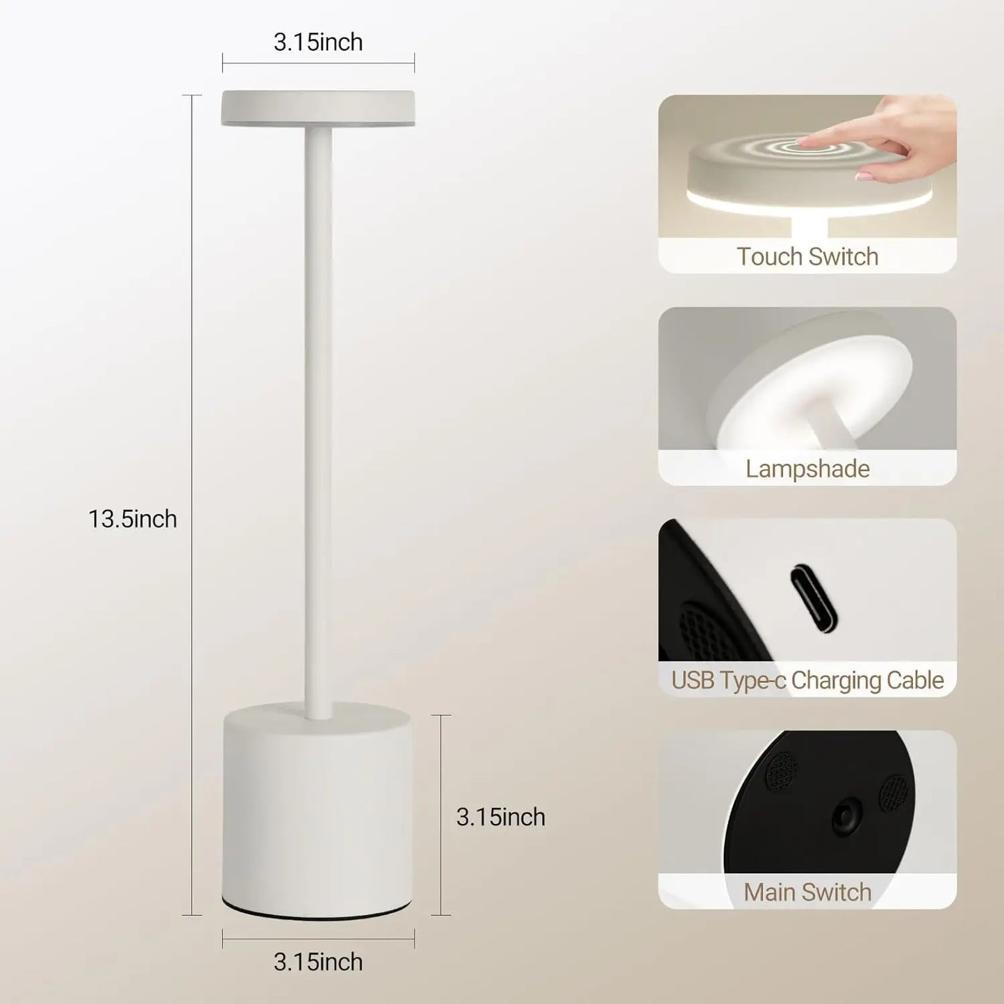 Rechargeable Touch LED Table Lamp – Wireless Night Light