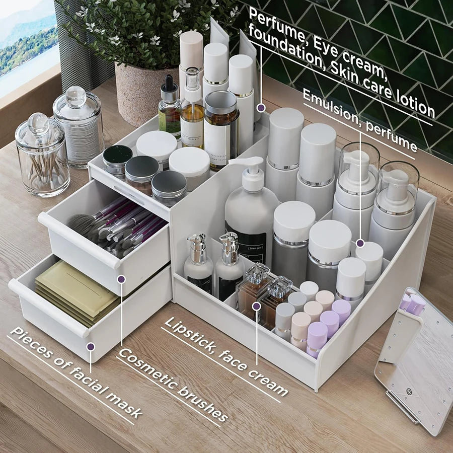 Elegant Makeup Storage Box with Drawer – Vanity & Bathroom Organizer