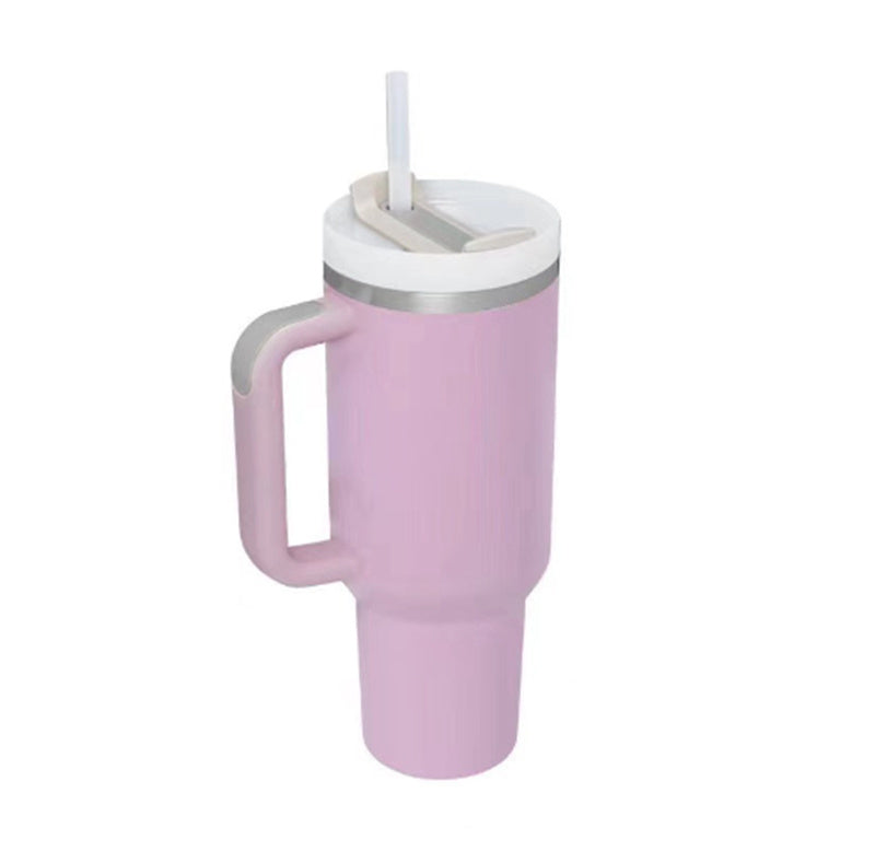 40 oz Insulated Tumbler with Handle and Straw