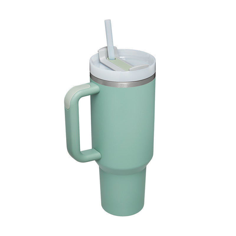40 oz Insulated Tumbler with Handle and Straw