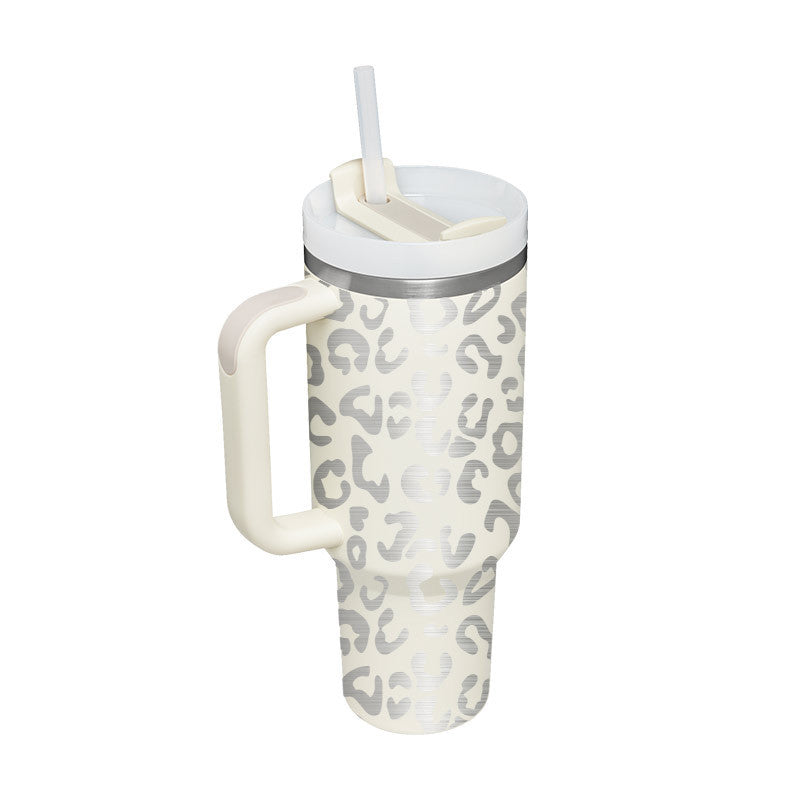 40 oz Insulated Tumbler with Handle and Straw