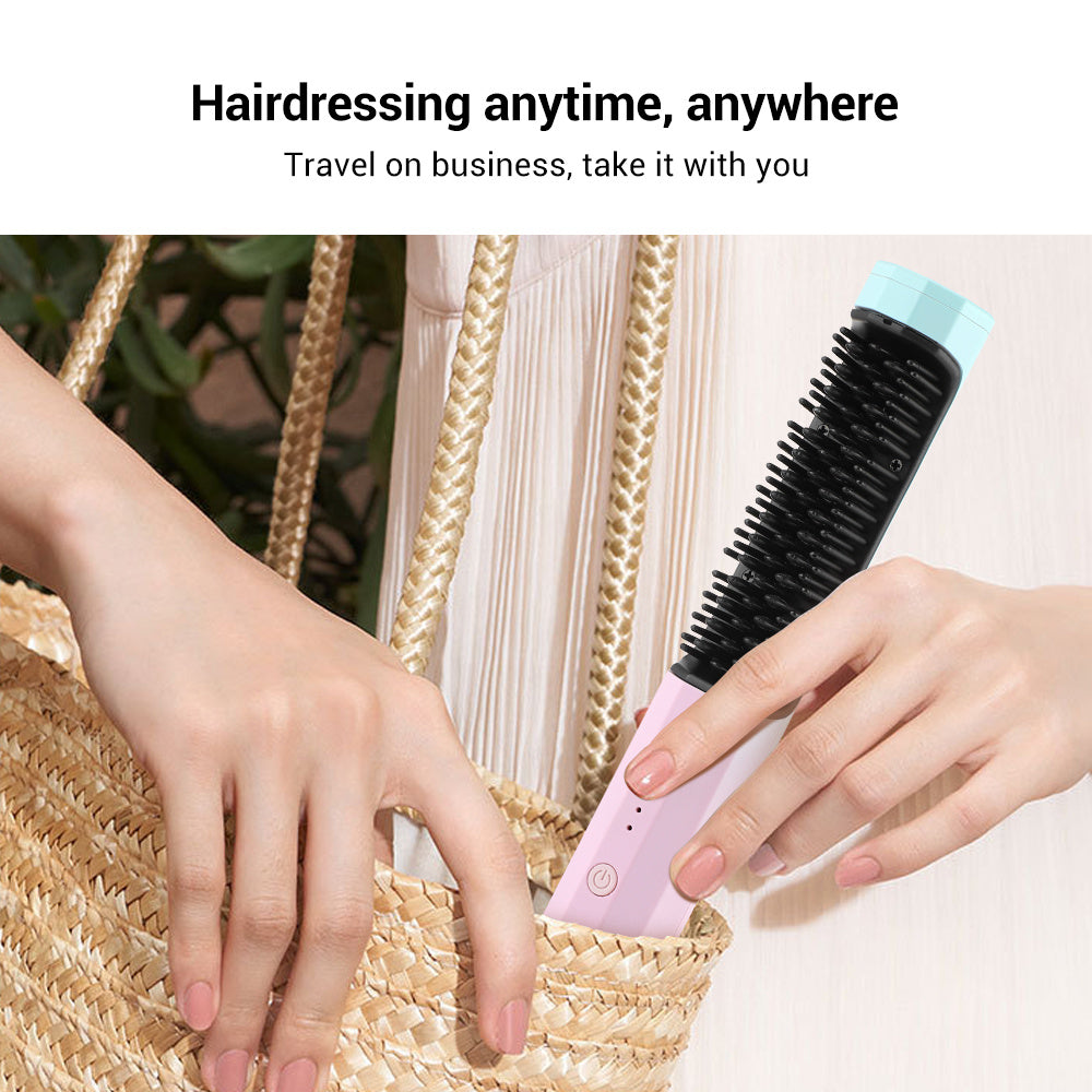 Rechargeable Wireless Hair Straightener & Curler – Dual-Purpose Portable