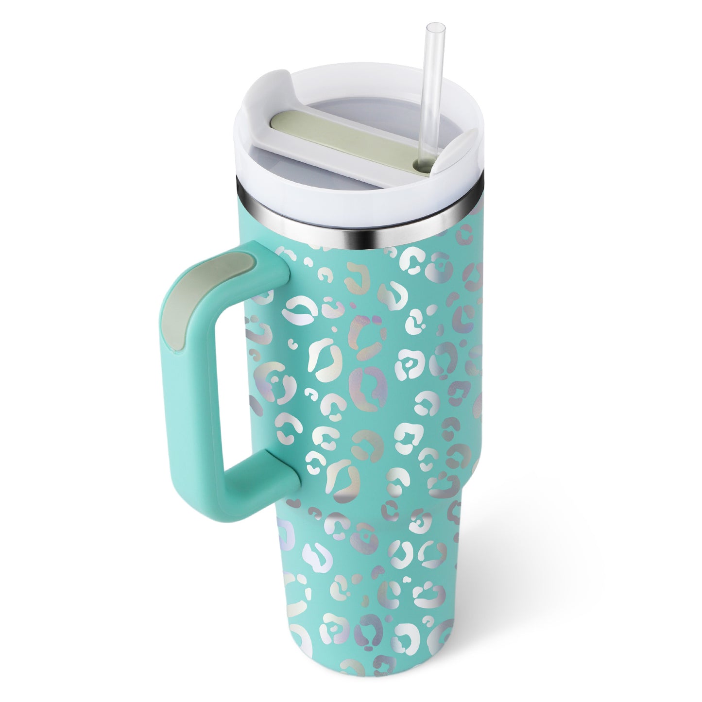 40 oz Insulated Tumbler with Handle and Straw