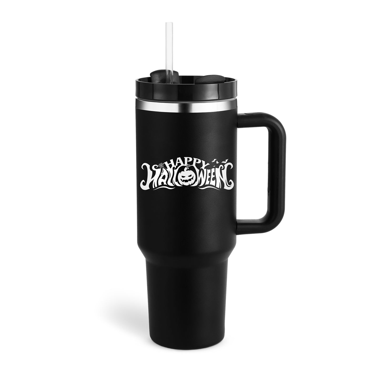 40 oz Insulated Tumbler with Handle and Straw