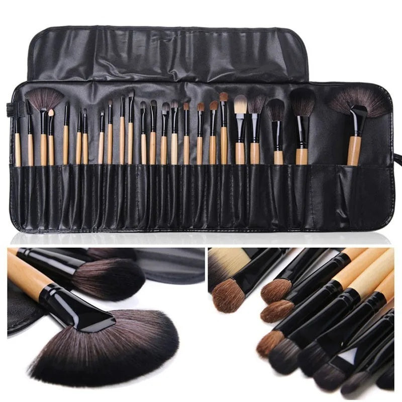 24-Piece Professional Makeup Brush Set for Cosmetics & Eyebrows