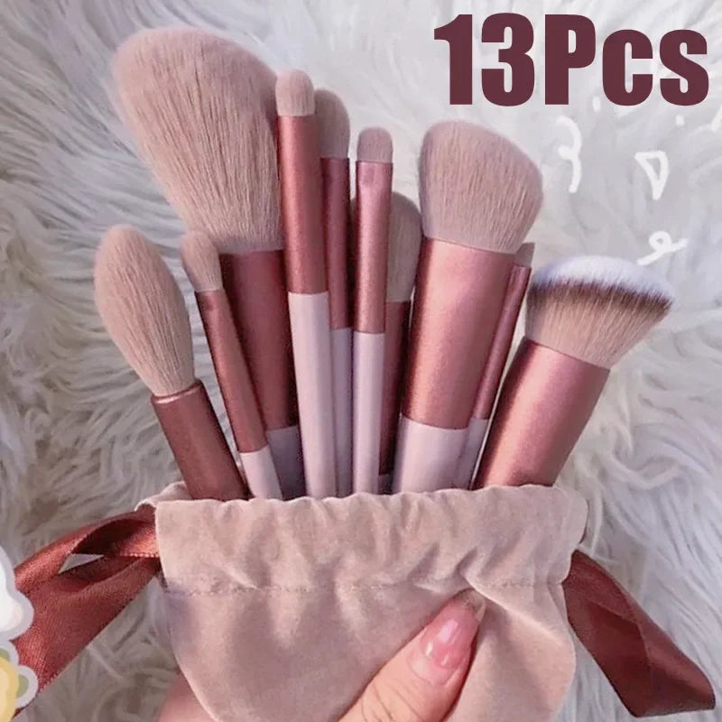 13-Piece Soft Makeup Brush Set with Storage Bag