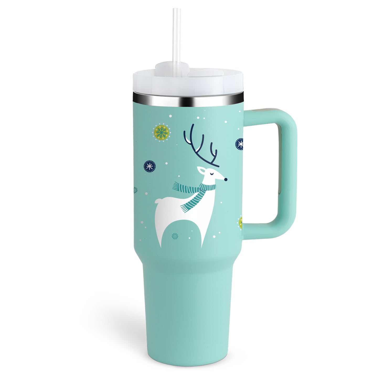 40 oz Insulated Tumbler with Handle and Straw