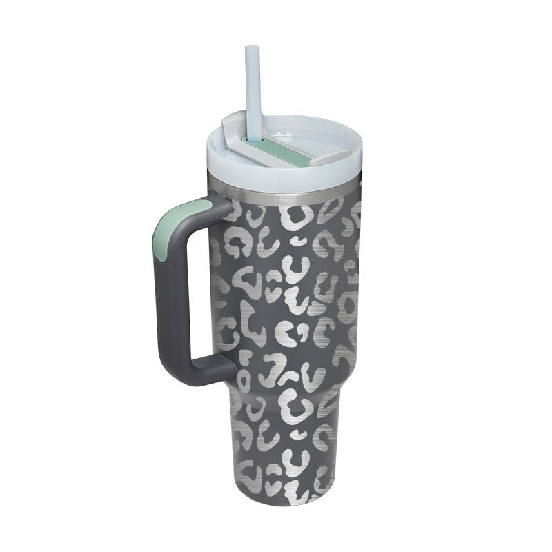 40 oz Insulated Tumbler with Handle and Straw