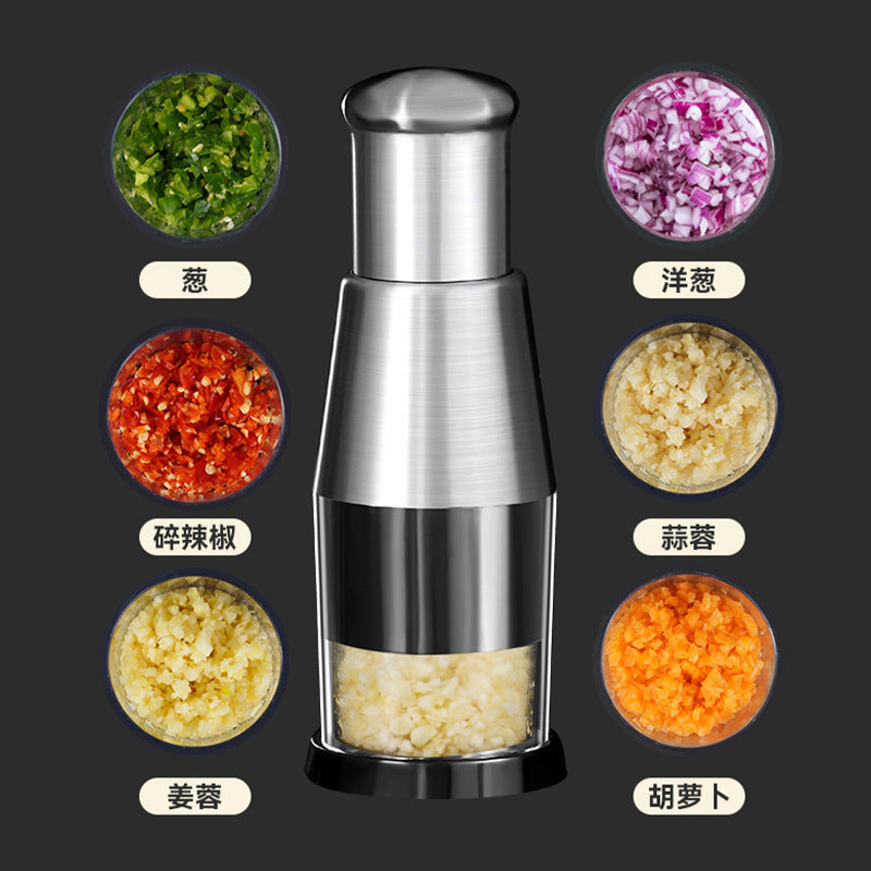 Garlic Crusher & Onion Chopper Manual Vegetable Squeezer Kitchen Gadget
