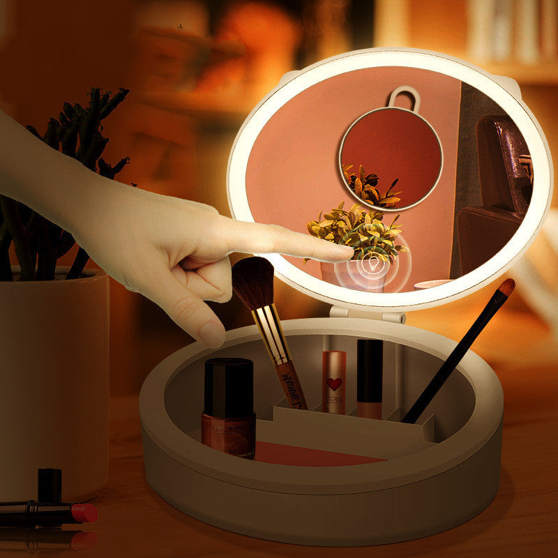 LED Makeup Mirror with Light – Desktop Storage Box