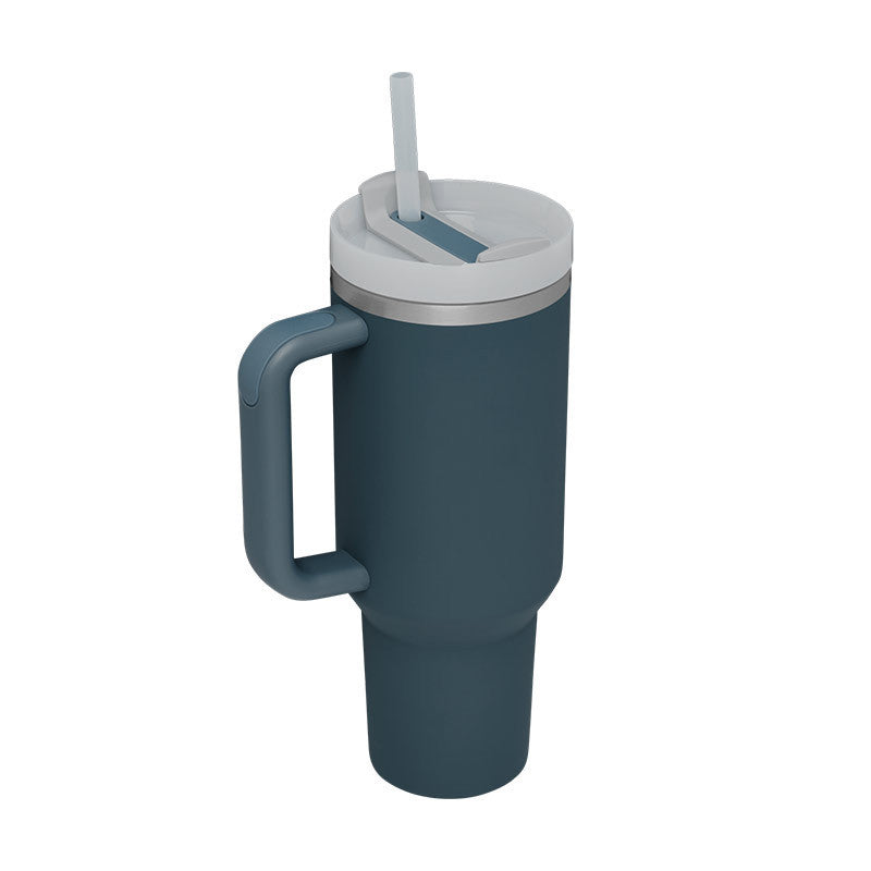40 oz Insulated Tumbler with Handle and Straw