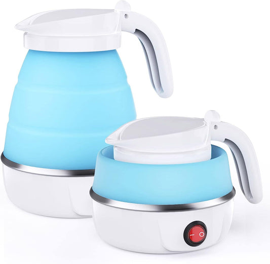 Foldable Electric Kettle – Compact Silicone Boiler, Blue