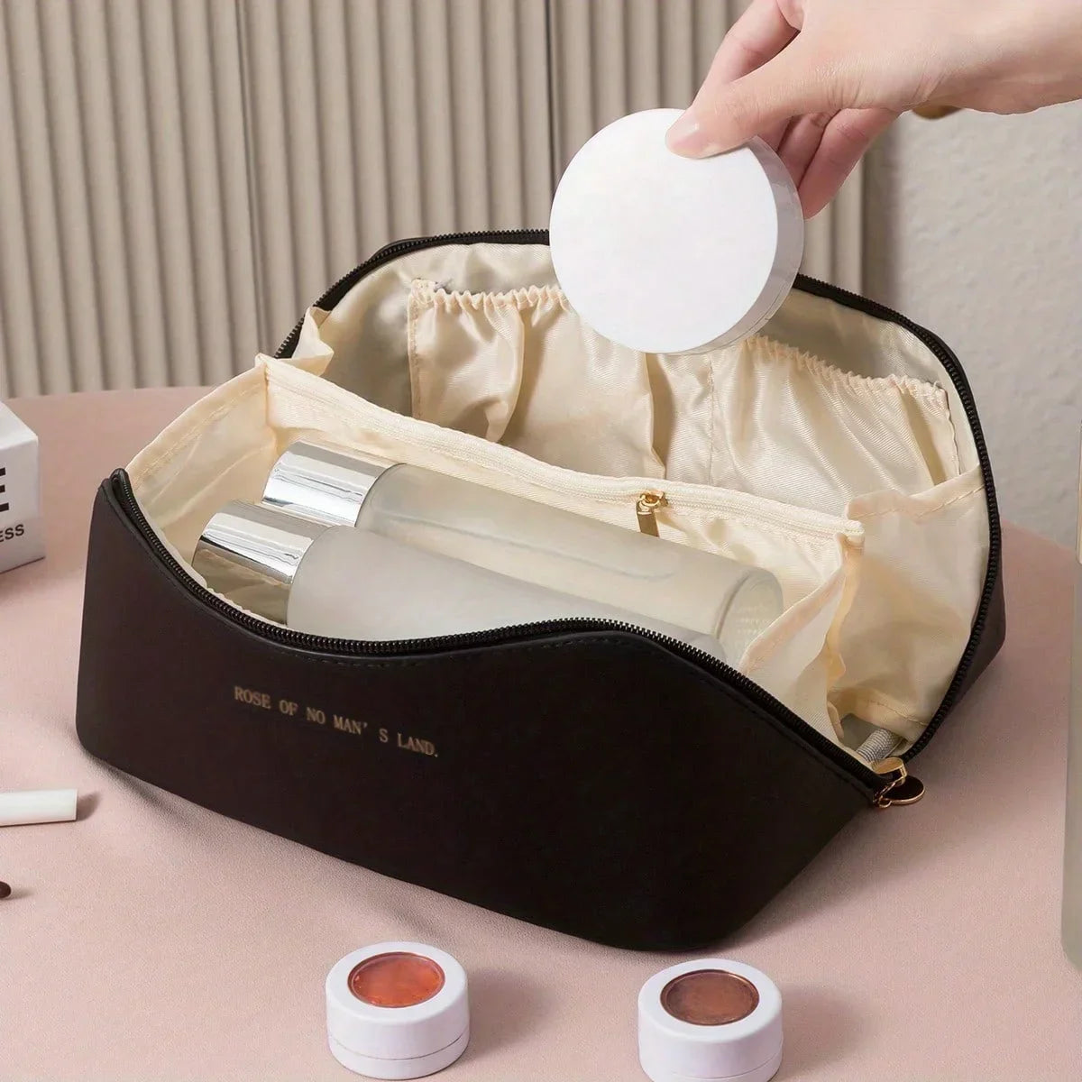 1pc Makeup Organizer Female Toiletry  Bag Make Up Case Storage Pouch Luxury Lady Box, Cosmetic Bag, Organizer Bag For Travel Zip