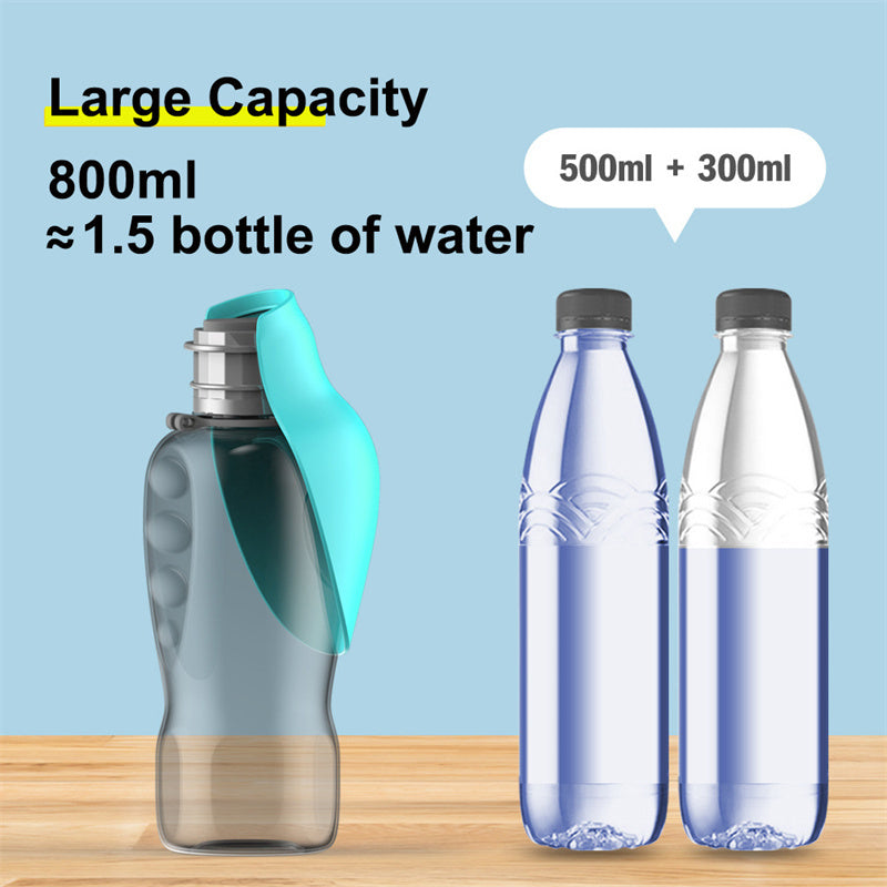 800ml Portable Leakproof Dog Water Bottle with Foldable Bowl