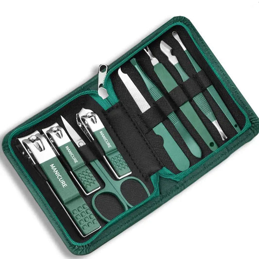 Professional Stainless Steel Nail Care Kit with Travel Case