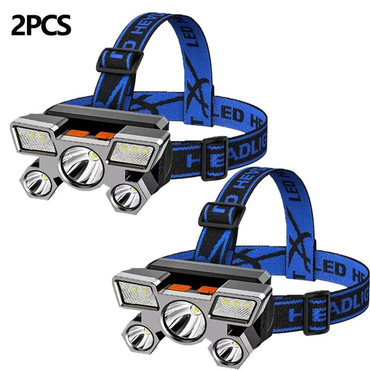 Outdoor 5LED USB Rechargeable Headset Flashlight
